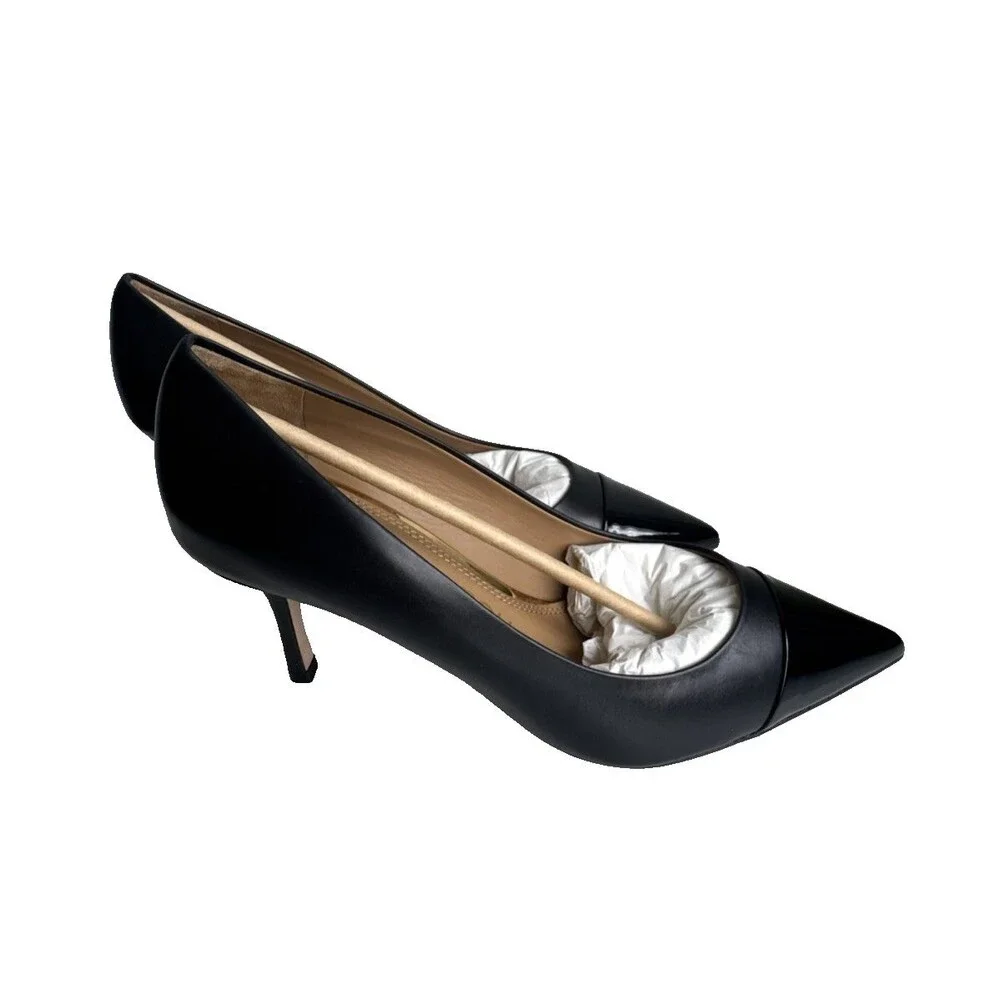 Tory Burch Penelope 85MM Cap-Toe Pump, Size 9 Black Leather New in Box